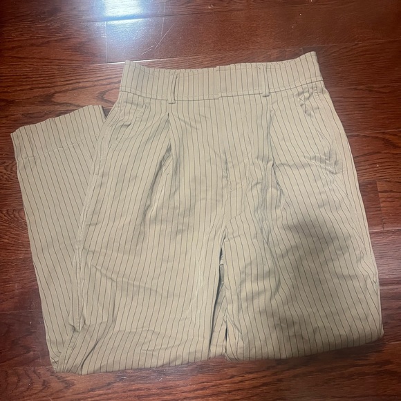 Everlane the way-high taper pant cornstalk/black stripe cropped ankle pleated 0 - Picture 2 of 5